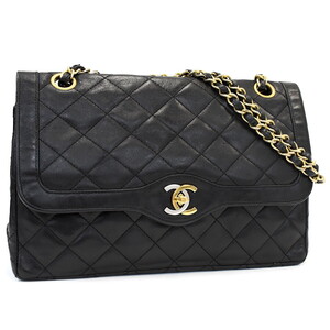 1円 ◎美品 CHANEL シャネル チェーンショルダーバッグ マトラッセ ココマーク コンビ パリ限定 ブラック◎E.Dso.hP-16