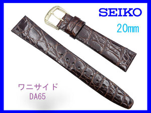 20mm こげ茶 尾錠金色 DA65 セイコー SEIKO ワニサイド(切り身) 腕時計 ベルト 新品 未使用 正規品