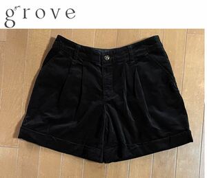 ★grove グローブ★スポーツにゴルフに日常に色々使える！レディースストレッチブラックショートパンツ/M