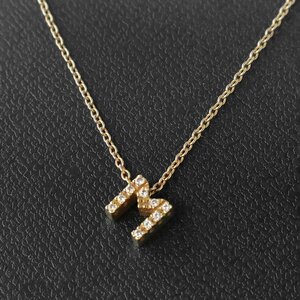 Ponte Vecchio ◆ K18 YG × ダイヤ 0.05ct [M] ネックレス (保証書付) イニシャル アルファベット ジュエリー ポンテヴェキオ ◆5/KC-1