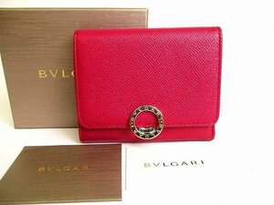 【未使用保管品】 ブルガリ BVLGARI ロゴクリップ グレインレザー 三つ折り財布 コンパクトウォレット