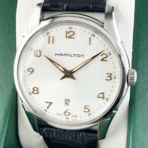 【1円〜】HAMILTON ハミルトン 腕時計 メンズ H385111 ジャズマスター ホワイト文字盤 ラウンドフェイス デイト 可動品