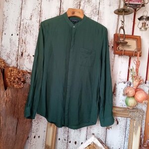送料無料 URBAN RESEARCH アーバンリサーチ 麻混 リネン混 長袖 シャツ 40 メンズ 紳士 緑 グリーン色系