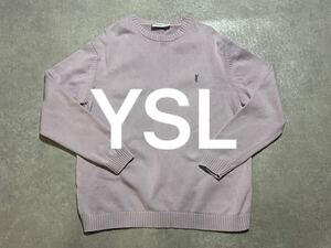 サンローラン 90s 90年代 ピンク コットンニット ワンポイントロゴ vintage archive モヘア カーディガン ブルゾン Saint Laurent