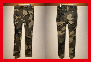 ♪送料無料★1piu1uguale3★パンツ★BIG CAMO STRETCH COTTON TAPERED SLACKS★Khaki beige camo★2014AW★MRP087★定価42,120円★緑★S♪