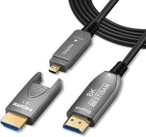 BESTISAN 配管用脱着式 HDMI AOCケーブル 8K 光ファイバーHDMIケーブル 30m HDMI 2.1 ケーブル 48Gbps 超高速伝送 8K@60Hz/4K@120Hz