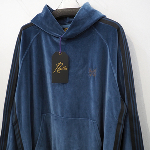 新品 定価28600円 ニードルス 23aw 秋冬 ベロア トラック フーディー スモークブルー メンズ L Needles Velour Track Hoody NS252 パーカー