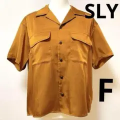 【美品】スライ SLY 半袖シャツ ブラウン サテン生地 メンズ FREE