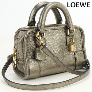 中古 ロエベ ハンドバッグ レディース ブランド LOEWE アマソナ マイクロミニ レザー ゴールド