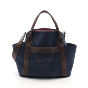 エルメス サックドパンサージュ グルーム ブランドオフ HERMES キャンバス トートバッグ トワルオフィシェ/レザー 中古 レディース