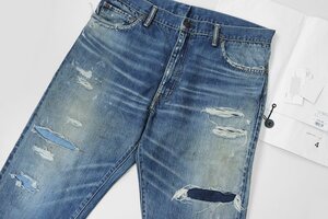 visvim ビズビム ◆ SS JOURNEYMAN PANTS TACKED CRASH デニムパンツ サイズ4 クラッシュ加工 ジーンズ (袋/下げ札付)◆439/BT22