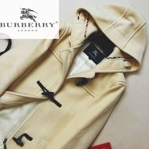 f22美品【大人のスノーホワイト】参考価格12万●BURBERRY LONDON●高級羊毛ウールダッフルコート バーバリーコート レディース 40