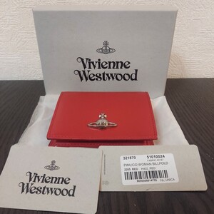 未使用 ヴィヴィアンウエストウッド Vivienne Westwood レザー 二つ折り 財布 51010024 レッド 