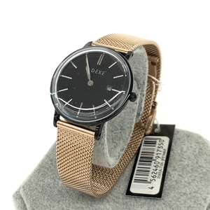 新品同様◆ADEXE アデクス 腕時計 クォーツ◆2043A-T04 ゴールドカラー×ブラック SS レディース ウォッチ watch