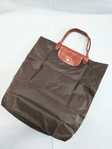 LONGCHAMP 折りたたみ トートバッグ ナイロン ロンシャン バッグ ブラウン フランス製 当時物 コレクション ナイロンバッグ(1210)