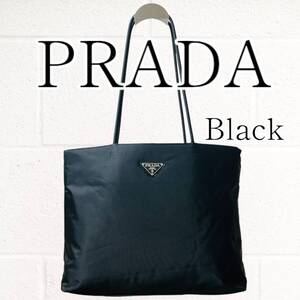 【良品】PRADA(プラダ)トートバッグ A4収納可 テスート 三角ロゴ 黒 ブラック