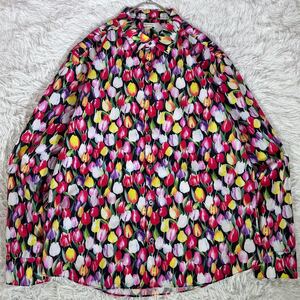 極美品【希少!XLサイズ】Paul Smith ポールスミス 長袖シャツ 花柄 チューリップ フラワー 総柄 マルチカラー コットン メンズ カジュアル