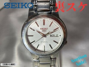 【可動品】SEIKO5 セイコーファイブ オートマチック 腕時計 裏スケルトン 7S26-02N0