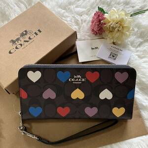 【1スタ】コーチ COACH 長財布 ハート プリント アウトレット 新品未使用 並行輸入品 