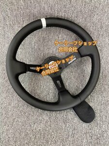 【ケーリーフショップ】新品★MOMO 13インチ レザー レーシングステアリングホイール white 330CM 汎用 ステアリング、ハンドル本体