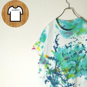 FRUIT OF THE LOOM ペイントTシャツ 総柄 L 海外古着 A428 フルーツオブザルーム