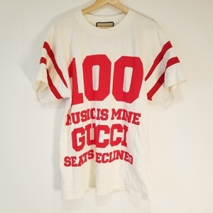 グッチ GUCCI 半袖Tシャツ サイズXXS 660744 - アイボリー×レッド 夏物/21SS/100th anniversary/ MUSIC IS MINE トップス