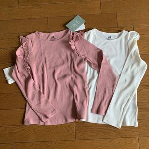 H&M 長袖 Tシャツ　ピンクと白の2枚セット　新品未使用　サイズ120