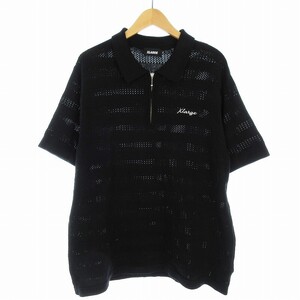 エクストララージ X-LARGE ポロシャツ メッシュ ニット 半袖 XL 黒 ブラック 101242013008 /MJ メンズ