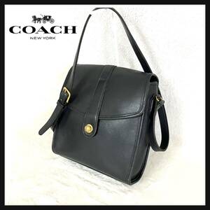 【人気】OLD COACH コーチ USA製 ショルダーバッグ 鞄 ドイツホック オールレザー ブラック オールド 0545-130