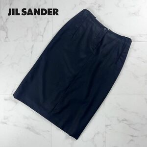 美品 JIL SANDER ジルサンダー ミモレ丈 ペンシルスカート 裏地あり レディース ボトムス 黒 ブラック サイズ34*MC160