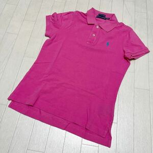 和332★ RALPH LAUREN THE SKINNY POLO ラルフローレン 半袖 ポロシャツ スキニーポロ L ピンク レディース メンズ合わせ