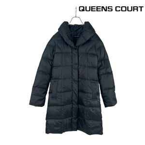 11T296☆ QUEENS COURT クイーンズコート ブラック ダウンコート ダウンジャケット アウター 秋冬 防寒 綺麗なシルエットです◎ サイズ1