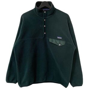 ■激レア■90s PATAGONIA スナップT フリース 単色 深緑 M L パタゴニア USA製 レトロX ダスパーカ ビンテージ