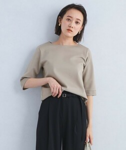 美品　green lavel relaxing　COMFY　ポンチ　ボートネック　プルオーバー　カットソー　モカ　グリーンレーベルリラクジング