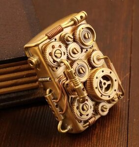 新品 ZORRO SteamPunk solid brass Armor機械式 内外総真鍮製 ライター 重量感 ライター 未使用 オイルライター 喫煙グッズ