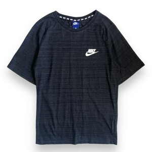 NIKE ナイキ 半袖 コットン ポリエステル ストレッチ Tシャツ メッシュ プリント ロゴ ラグラン トレーニングウェア 運動着 S ブラック