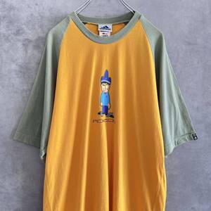 00s adidas アディダス 半袖ラグランTシャツ ADiZOW キャラクターT XL相当 ヴィンテージ