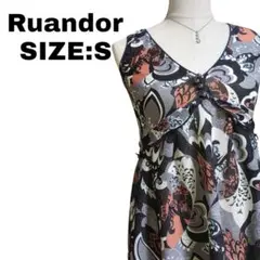 【Ruandor】上品な柄◎オールシーズン使える 総柄 ワンピース S