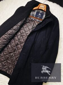 f39極美　完全に冬に装備【極暖のキルティング】定価15万●BURBERRY LONDON●最高峰ウールスエードジャケット　バーバリーコート メンズ 