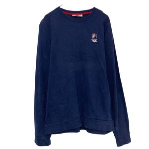 FILA プリント スウェット トレーナー フィラ M ネイビー プルオーバー 裏起毛 ロゴ 古着卸 アメリカ仕入 a609-6513