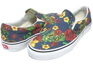 ■VANS スリッポン 紺 アロハ 花柄×ペイズリー柄 新品 23.0cm バンズ Slip-on