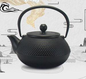 南部鉄器 急須 茶壺 提梁壷 水壷 煮茶壷 茶道具★新品未使用★職人手作り★細工 鉄分補給 未塗装鉄器800ml