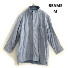 BEAMS ビームス　長袖　シャツ　ストライプ　七分袖　綿　M