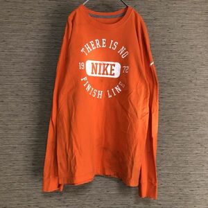 ナイキ　長袖Tシャツ　ロンT　スウォッシュロゴ　デカロゴ　オレンジ15 古着　入手困難　激レア　希少 人気　NIKE　ビッグロゴ