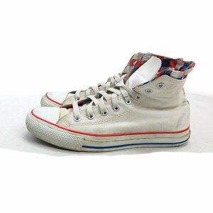 k■【26.5cm】コンバース/CONVERSE ALL STAR キャンバスハイカットスニーカー/裏地チェッカーフラッグ/白/MENS■119 【中古】