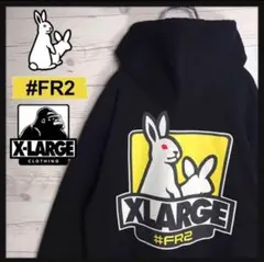 【限定コラボ 黒】FR2 XLARGE 入手困難 即完売 両面プリント パーカー