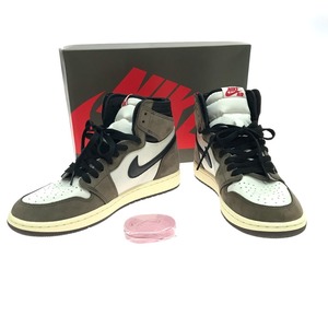 $$ NIKE ナイキ AIR JORDAN1 TRAVIS SCOTT 箱ヤブレ有 SIZE 27.5cm CD4487-100 ダークブラウン 目立った傷や汚れなし