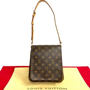 ほぼ未使用 袋付き LOUIS VUITTON ルイヴィトン ミュゼットサルサ モノグラム レザー ショルダーバッグ ポシェット ブラウン 29409