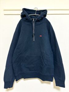 Supreme Lサイズ プルオーバー パーカー ネイビー SMALL BOX LOGO HALF ZIP PULLOVER SW ボックスロゴ 