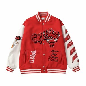 Off-White Chicago Bulls Red Varsity シカゴブルズ スタジャン アウター ジャケット レッド Lサイズ